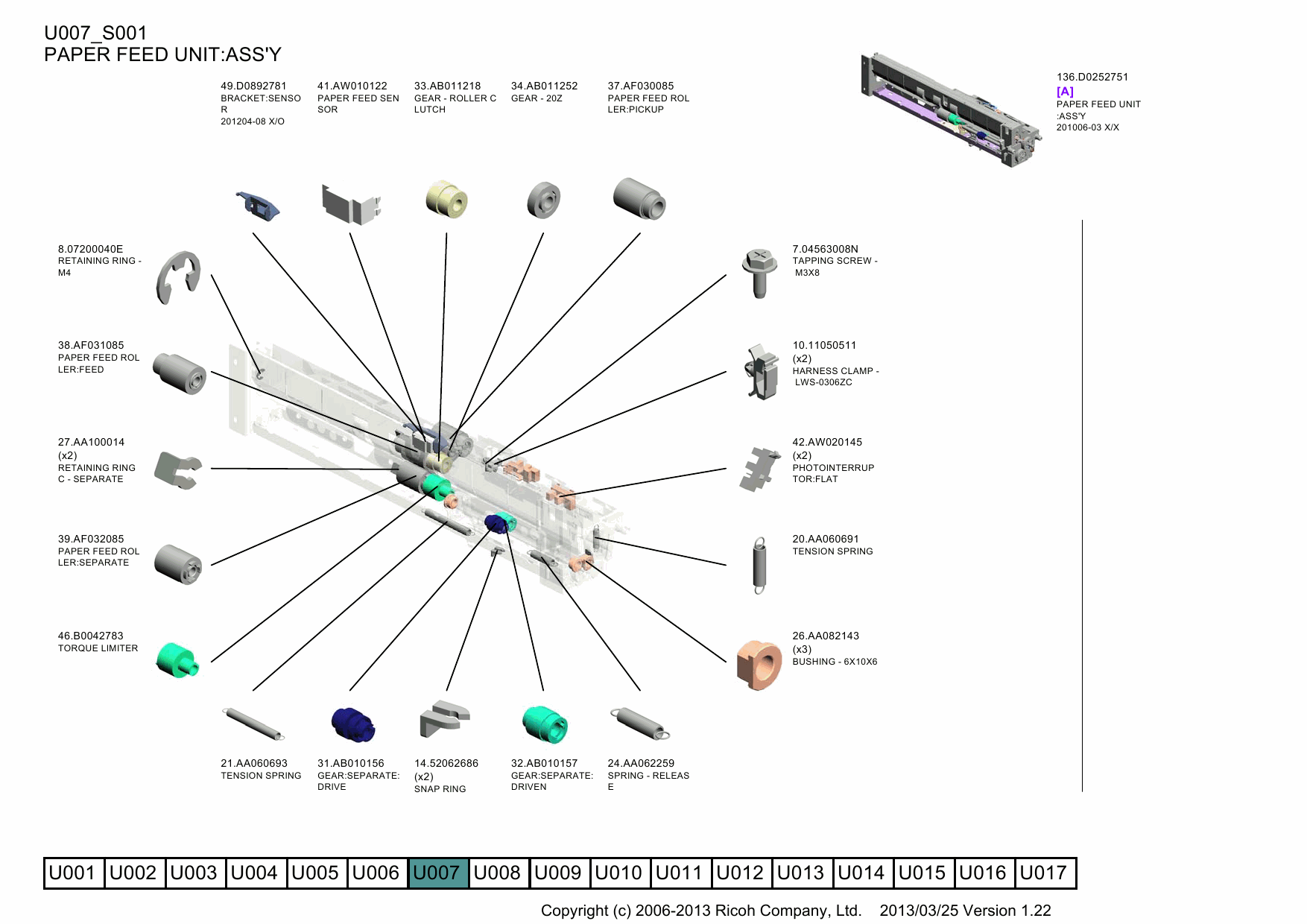 RICOH Aficio MP-C2800 C3300 D023 D025 Parts Catalog-3